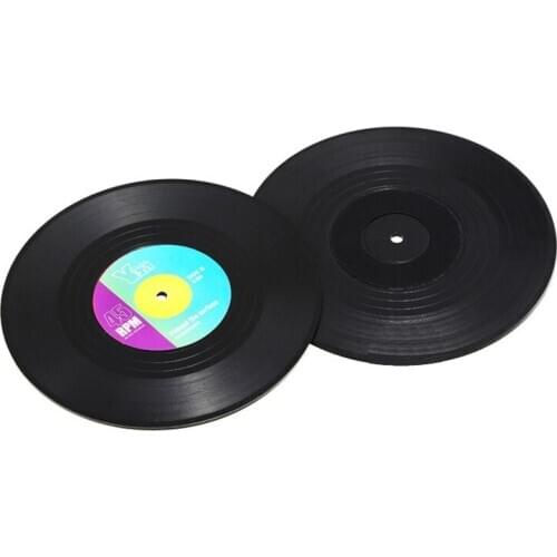 6 PCS Creative Coffee Mug Cup Coasters Vinyl Record Drink Coaster Table Placemats Heat-resistant Non Slip Pads Table Mats