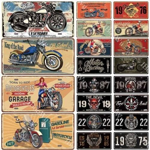 Motorcycle-Lovers Retro Tinplate Plaque Wall Decor Motorbike Vintage Metal Poster For Bar/Pub/Garage 15x30cm