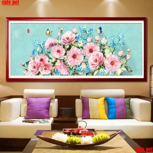 Large Full Square Round Drill Flowers and butterflies DIY Diamond Painting Mosaic Embroidery Rhinestone Cross Stitch Home Decor