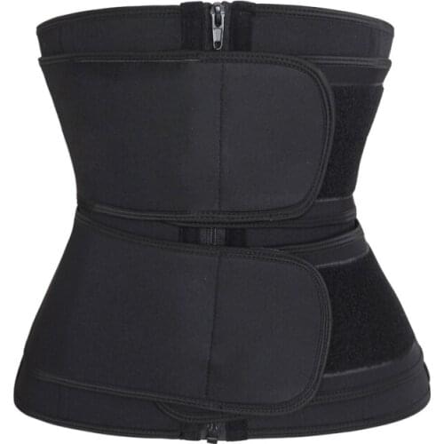 ATBUTY Custom Faja Waist Trainer Women Double Belt Neoprene Sweat Corset Cincher Shaper Slimmer NBW1754
