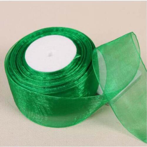 Hot 3mm-50mm Green Organza Ribbon Apparel Sewing Tape Accessory Chiffon Fabric Ribbons Gift Wrapping Wedding Scrapbooking