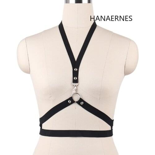 HANAERNES Women Gothic Clothes Elasticity Body Elegant with Skirt Bondage Lingerie Sexy Garter Belt Hanging Harness Bodysuit