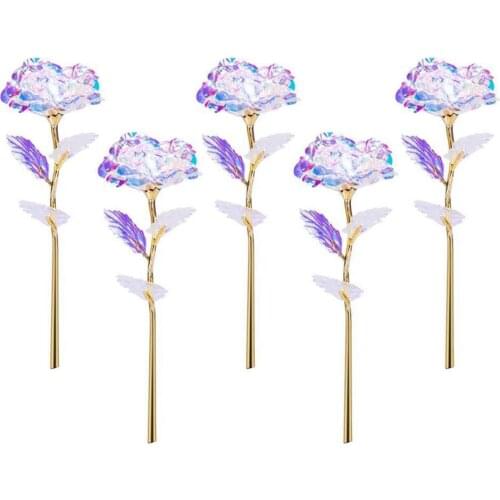 5PCS Artificial Rose Anniversary Gift Flower 24k Gold Home Ornaments Wedding Decor Creative Valentines Day