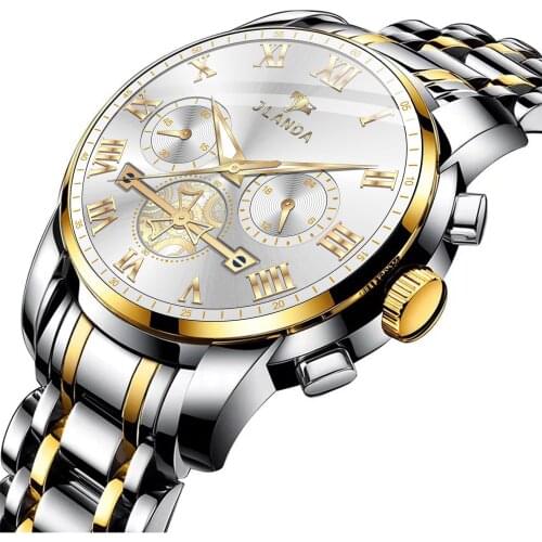 Hot Jinfengda Brand Product Hot Style Mens Automatic Non-mechanical Waterproof Quartz Watch Luminous Flywheel Hollow Look Watch