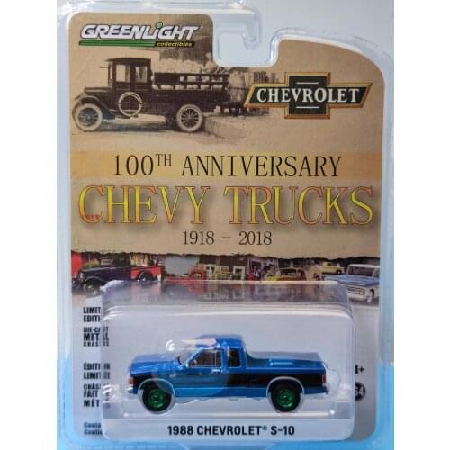 1/64 GreenLight 1988 Chevrolet S-10 Extended cab - 100th anniversary Chevrolet truck Collection of die-cast alloy car models