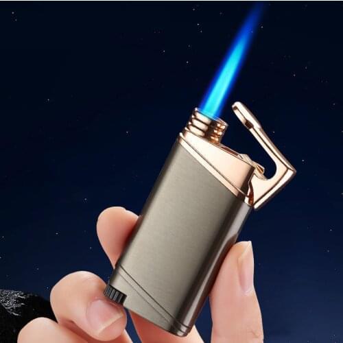 2021 New Straight Blue Direct Jet Flame Lighter Metal Butane Gas Inflatable Cigar Cigarettes Smoking Gadgets Kitchen BBQ Outdoor