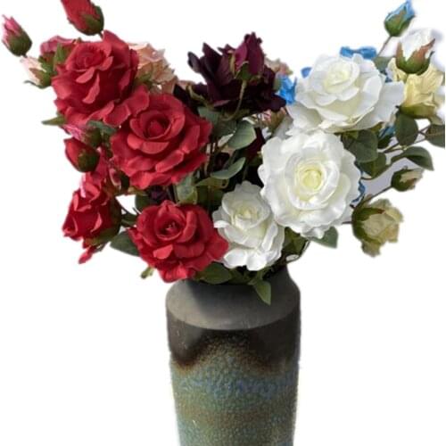 New Arrivals 5pcs Long Silk Rose Branch 6 Heads Nice Rose Stems for Wedding Centerpieces Floral Decoration