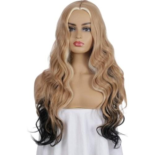 Body Wave Wig Ombre Blonde Wig for White/Black Women Hair Wigs Heat Resistant Synthetic Wig Natural Fake Hair Romance Style