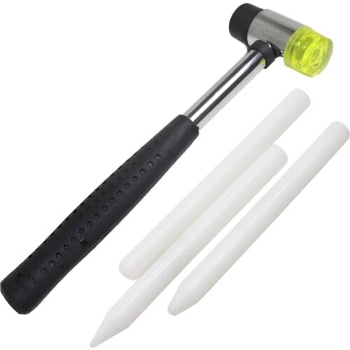 PDR Tools Plastic Head Mini Hammer Stainless Steel Body Rubber Coated Handle 3 Pieces Fiber Pen in Different Thickness Paintless