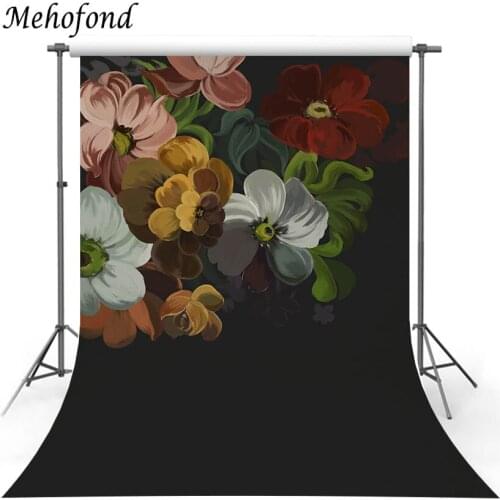Mehofond Girl Women Portrait Background Photography Props Hand Painted Flower Vintage Baby Shower Backdrop Photo Studio Shooting