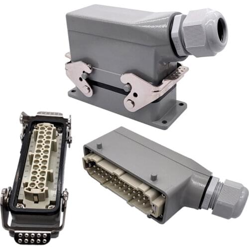 Heavy Duty Connectors HDC-HE-024-1 F/M 24pin Industrial rectangular Aviation connector plug 16A 500V