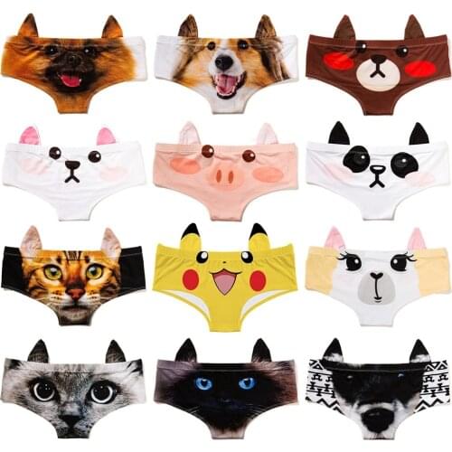 Sexy Milk Silk Panties Special Cat Animals Ears Lingerie Women Funny Brief Breathable Elastic Underpant Underwear трусы женские