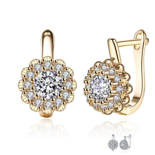 ZEMIOR Stud Earrings For Women Luxury 5A+ Cubic Zirconia CZ Flower Earrings Korean Hot Selling Fashion Engagement Jewelry Gift