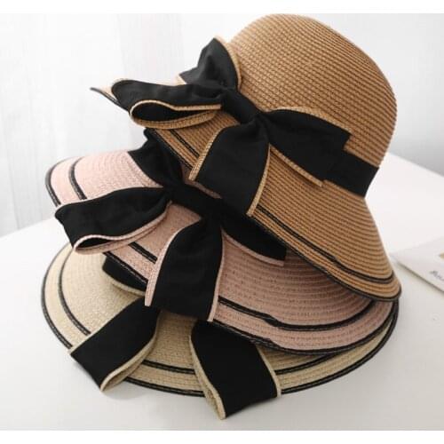 Baby Girl Parent-Child Cap Mother and Daughter Summer Outing Sunscreen Sun Hat Childrens Bowknot Straw Hat Girl Beach Hat Tide