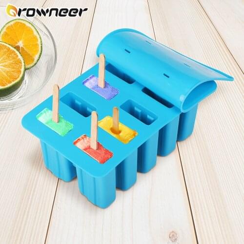 Silicone Popsicle Mold 4/10 Holes Reusable Frozen Mold Pudding Maker DIY Ice-lolly Ice Cream Cube With Tray Cover Kitchen Tools