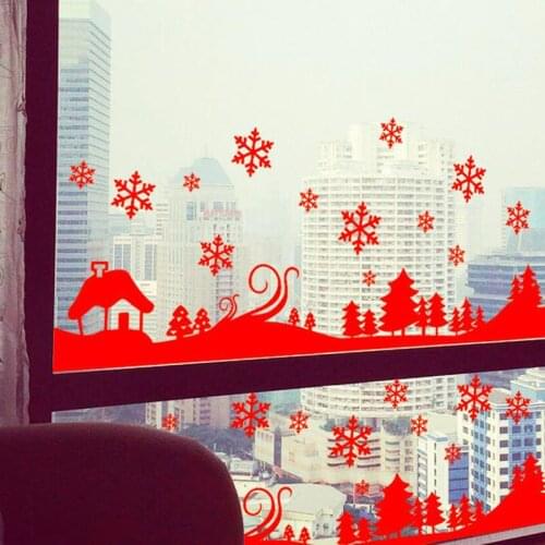 Snowflakes City Wall Stickers New Year Merry Christmas Window Decoration Cartoon Cute Kawaii Christmas Wall Sticker
