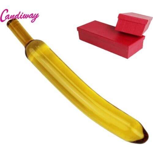 Banana shape glass dildo famale anal plug vagina dildos Anal dildo sex toys for lesbian couples lesbians_HH046