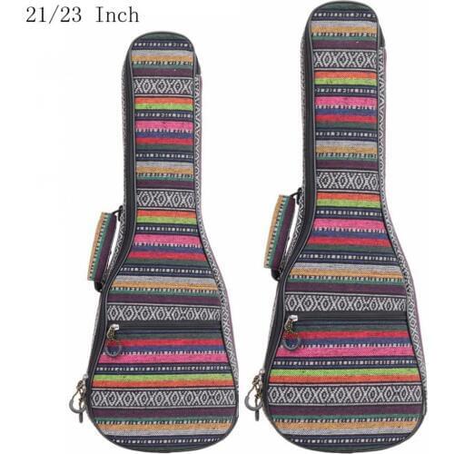 21 / 23 Inch Ukulele Bag Folk Style Knitted Backpack Case 10mm Cotton Padding Adjustable Shoulder Strap
