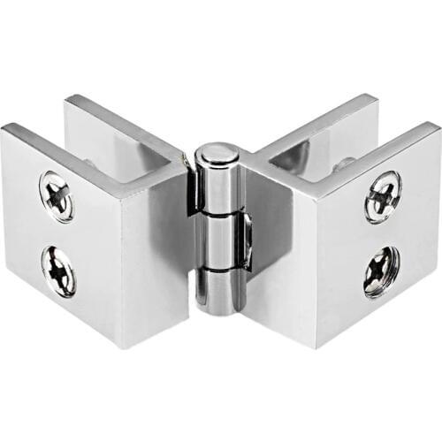 Uxcell 180/90/0 Degree Glass Door Hinge Cupboard Showcase Cabinet Door Hinge Glass Clamp Zinc Alloy for 5-8mm Thick Glass