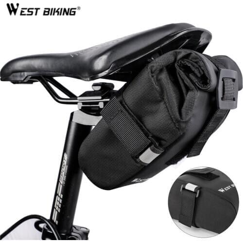 WEST BIKING Rainproof Bicycle Bag Tube Rear Tail Saddle Bag Reflective Shockproof Cycling Seatpost Bag MTB Road Bike Accessories