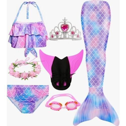 Girls Swimming Mermaid Tail Cosplay Mermaid Costume Swimsuit With Monofin or No Monofin Fin Bikini swimmable Suit