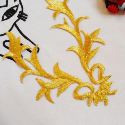 15.5*12 cm Gold cloth ethnic costume decorative flower stickers affixed adhesive ironing dragon horn cloth paste Patch stickers