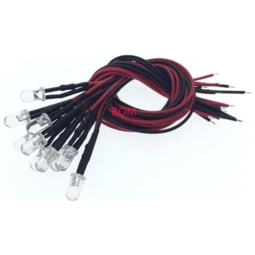 10PCS 3mm LED 5-12V 20cm Pre-wired White Red Green Blue Yellow UV RGB Diode Lamp Decoration Light Emitting Diodes Pre-soldered