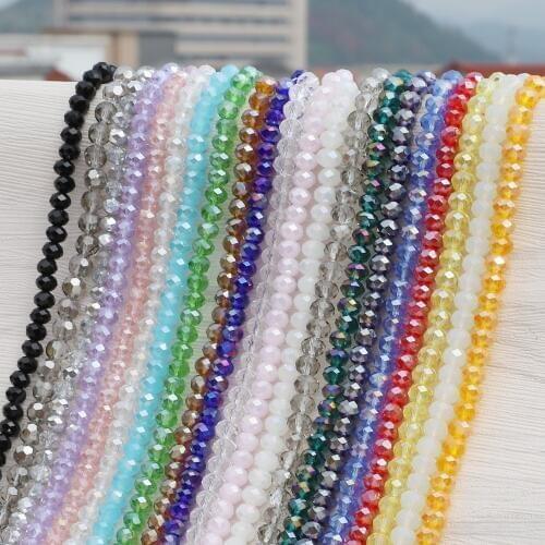 195pcs/lot 2mm Multi Color Rondelle Austria faceted Crystal Glass Beads Loose Spacer Round Beads For Jewelry Making