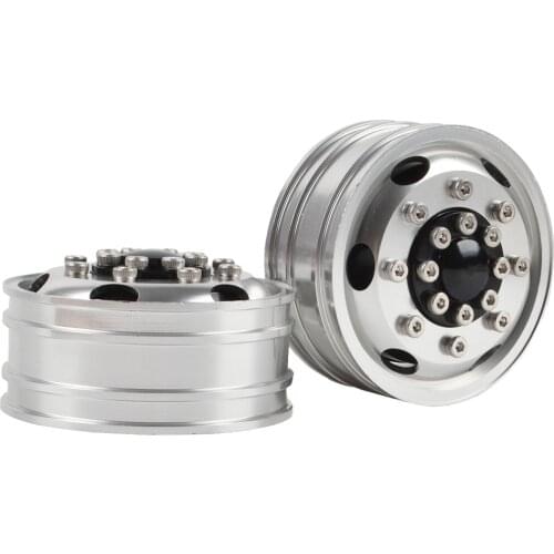 2PCS 1/14 RC Car Alloy Front Tractor Wheel Rims for Tractor Truck Climbing Trailer Cargo Truck Car