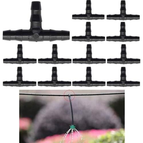 20Pcs Sprinkler Irrigation 1/4 Inch Water Hose Connectors 4mm/7mm Water Tube Drip Irrigation Watering Barbed Tee Fitting