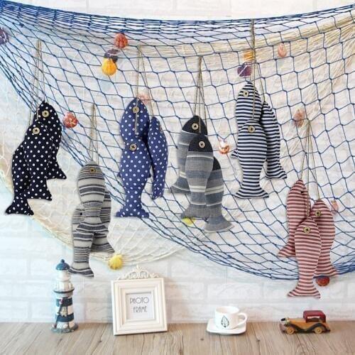 3pcs/set Mediterranean Style Handmade Cloth Fish String Decoration Pendant Wall Hanging Decoration Ornaments Shooting Props