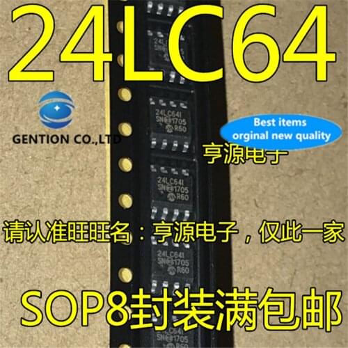 30Pcs 24LC64 24LC64I PIC24LC64-I/SN SOP8 in stock 100% new and original