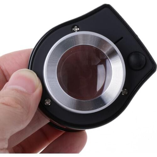 30X Magnifying Glass Portable with Scale LED Lamp with Lamp Purple Light Calligraphy Jewel Printing Identification