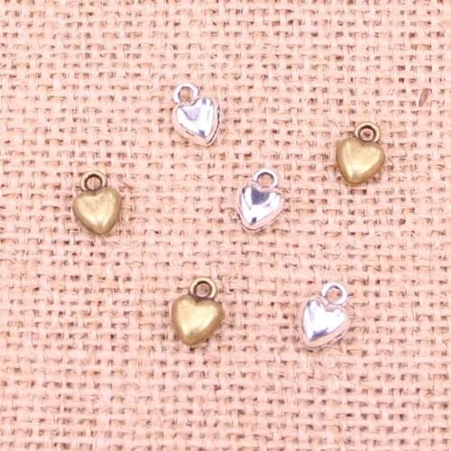 35pcs Antique Silver Plated puffy heart Charms Pendants Fit Jewelry Making Findings Accessories 9*7*4mm