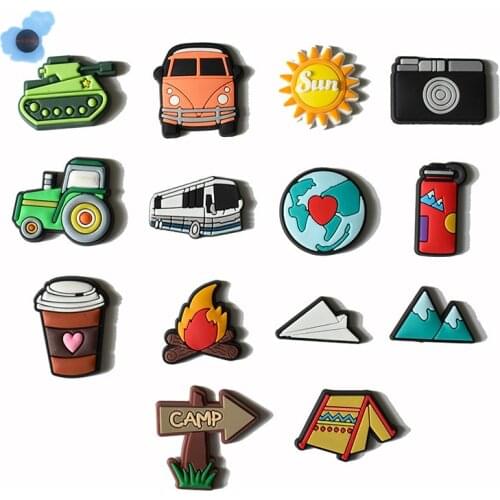 Good Quality 50PCS Mix Cars Tent Kids Garden Shoes Decoration PVC For Boys Girls Fashion Shoe Charm Birthday Gifts