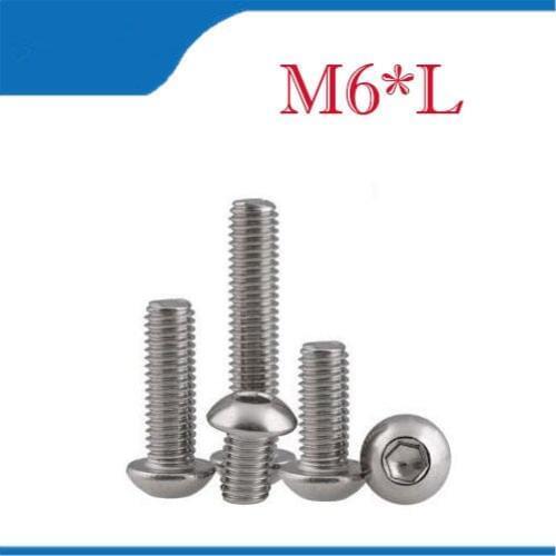M6 Bolt A2-70 Button Head Socket Screw Bolt SUS304 Stainless Steel M6*(8/10/12/14/16/20/25/30/35/40/45/50/55/60~100) mm
