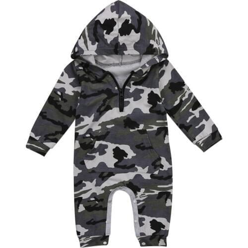 Fast Shipping Newborn Infant Baby Boy Clothes Romper Hooded Jumpsuit Warm Clothes Outfit