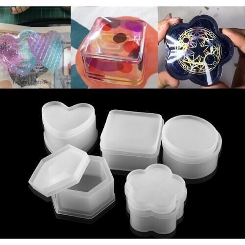Heart Round Storage Box Silicone Molds Crystal Square Epoxy Resin Mold Trinkets Box For DIY Crafts Jewelry Making Storage Tools