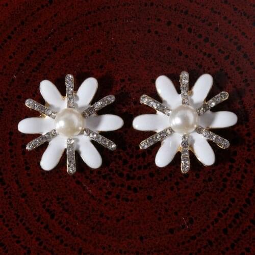 50pcs 24mm Diy handmade hairband hairbow material accessory metal alloy flatback pearl rhinestone buttons buckle free shipping