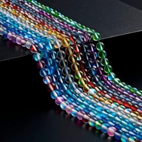 MEIBEADS 20pcs/lot Frosted Matte Flash Crystal MoonStone Glitter Round Loose Beads 6mm For Jewelry Making Diy Bracelet Necklace