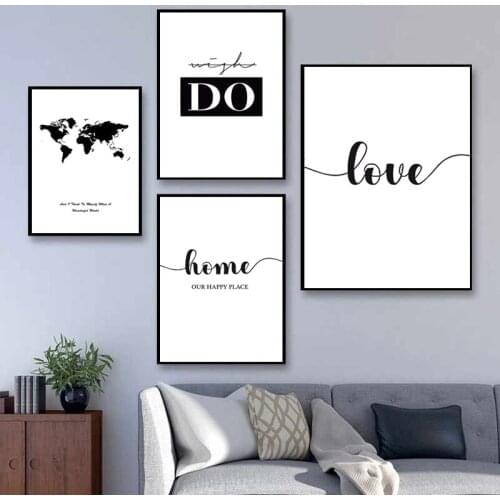 Minimalism Black and White Letters Wall Art Canvas Painting Nordic Posters and Prints Wall Pictures for Living Room Decoration