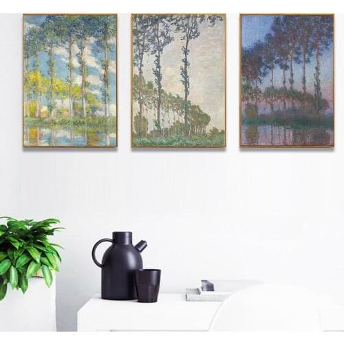 Monet Famous Oil painting Poplars on the banks of the Epte Print Posters For Living Room Wall Canvas painting Decorative