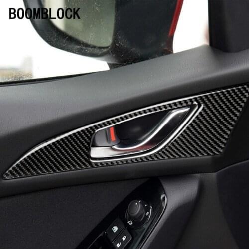 Car Inner Door Handle Bowl Trim Strip Cover Carbon Fiber Sticker Accessories Auto For Mazda 3 Axela 2014 2015 2016 2017 2018