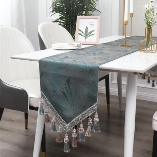 European Printing Table Runner Home Dining Table Cabinet Cover Wedding Party Luxury Cover Towel Decor Fabric Tassel Table Runner