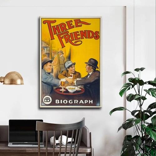 Three Friends Movie Posters and Prints Canvas Painting Movie Characters Decorative Painting Living Room Wall Picture Home Decor