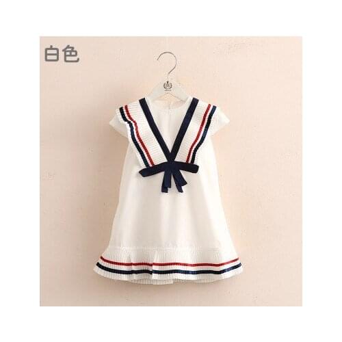 3-8 Y Toddler Girls Dress Korean Fashion New Kids V Neck Striped Bow Cute Dress Pleated Princess Dress For Girl Children Clothes