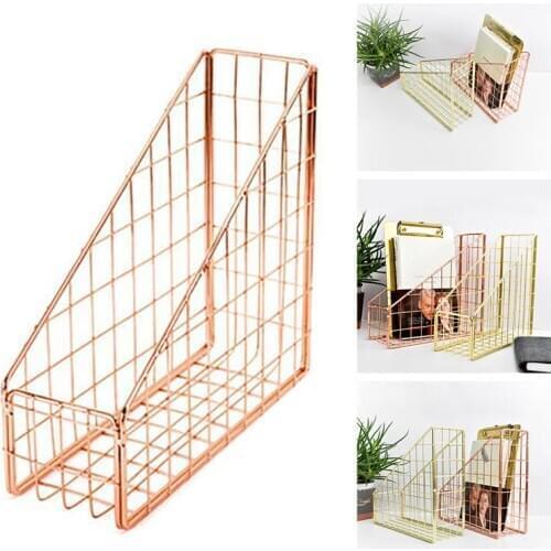Nordic Style Hanging Storage Rack Home Crafts File Organizer Basket Simple Grid Metal File Holder Magazine Organizer For Desk