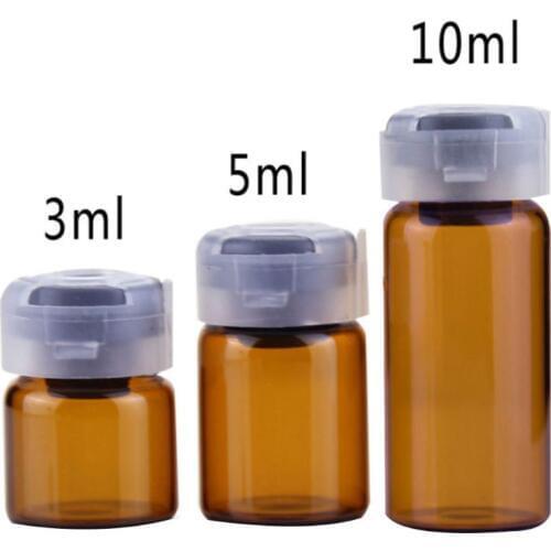 3/5/10ML Essential Oil Container Empty Sterile Glass Sealed Sterile Serum Vials Liquid Storage Bottle With Rubber Inserts Lid