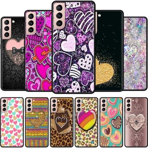 Luxury Shining love heart Cell Phone Case for Samsung Galaxy S21 Ultra S20 FE S10 5G S9 S8 Plus S10e S7 Edge Mobile Phones Cover