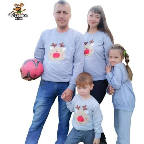 Family Clothing New Year Christmas Deer Mother Daughter Father Son Family Look Boy Girl Cotton T-Shirt Family Matching Outfit